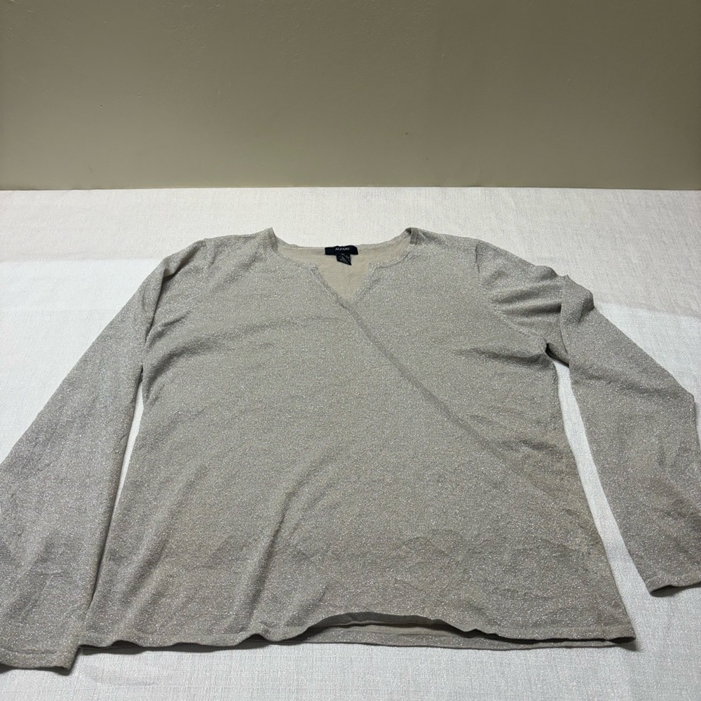 Alfani Silver‎ Metallic Knit Top